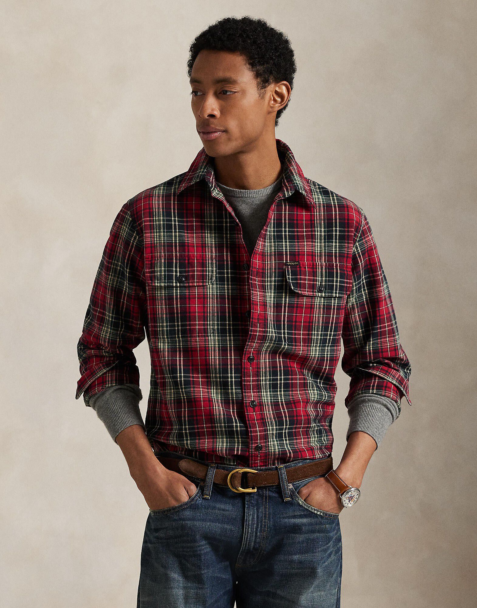 Classic Fit Plaid Oxford Workshirt