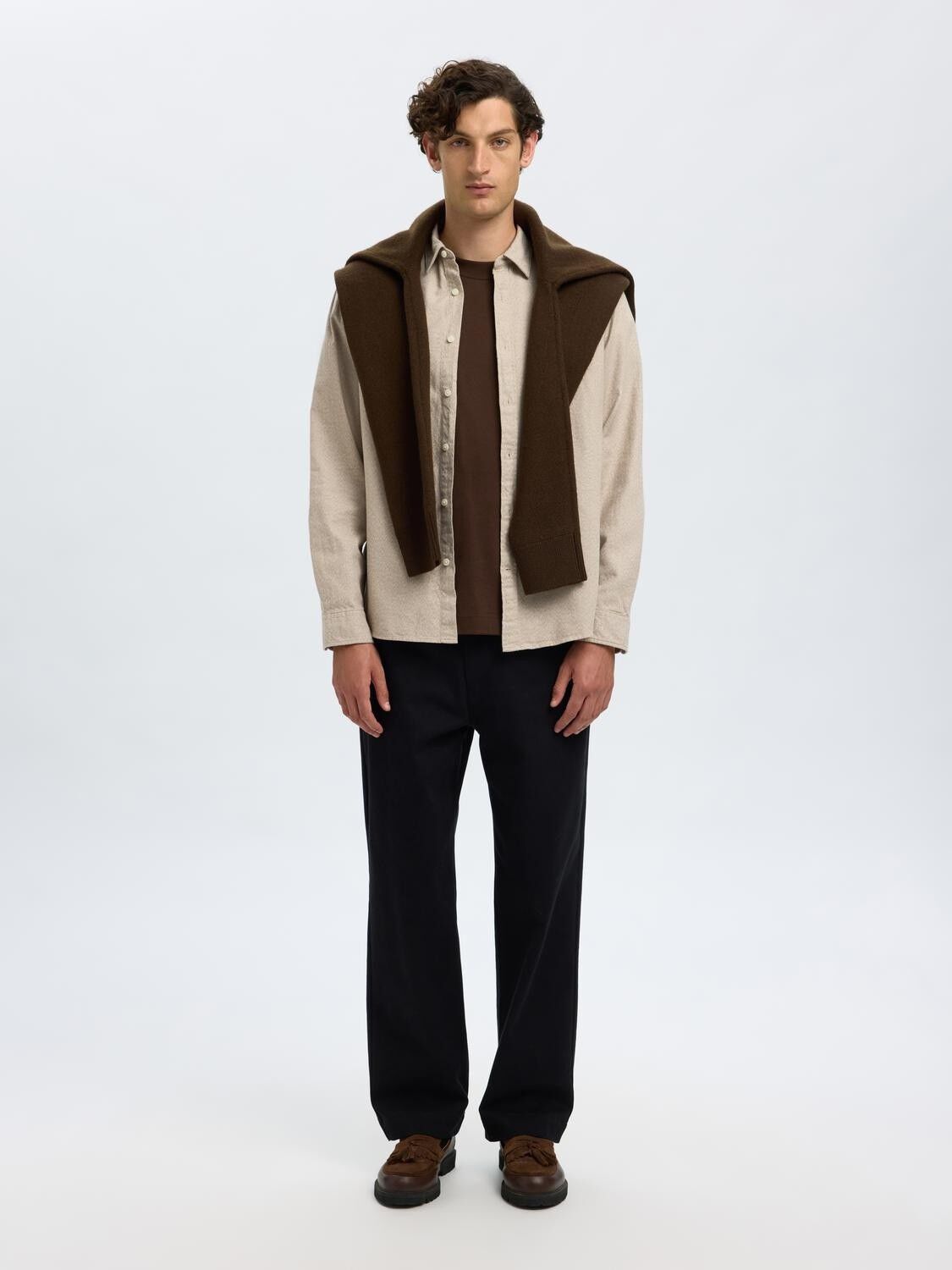 Slhregnoah Brushed Twist Shirt Ls Noos