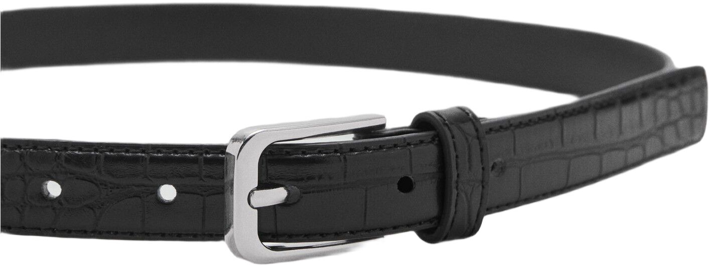 Fine croco leather-effect belt