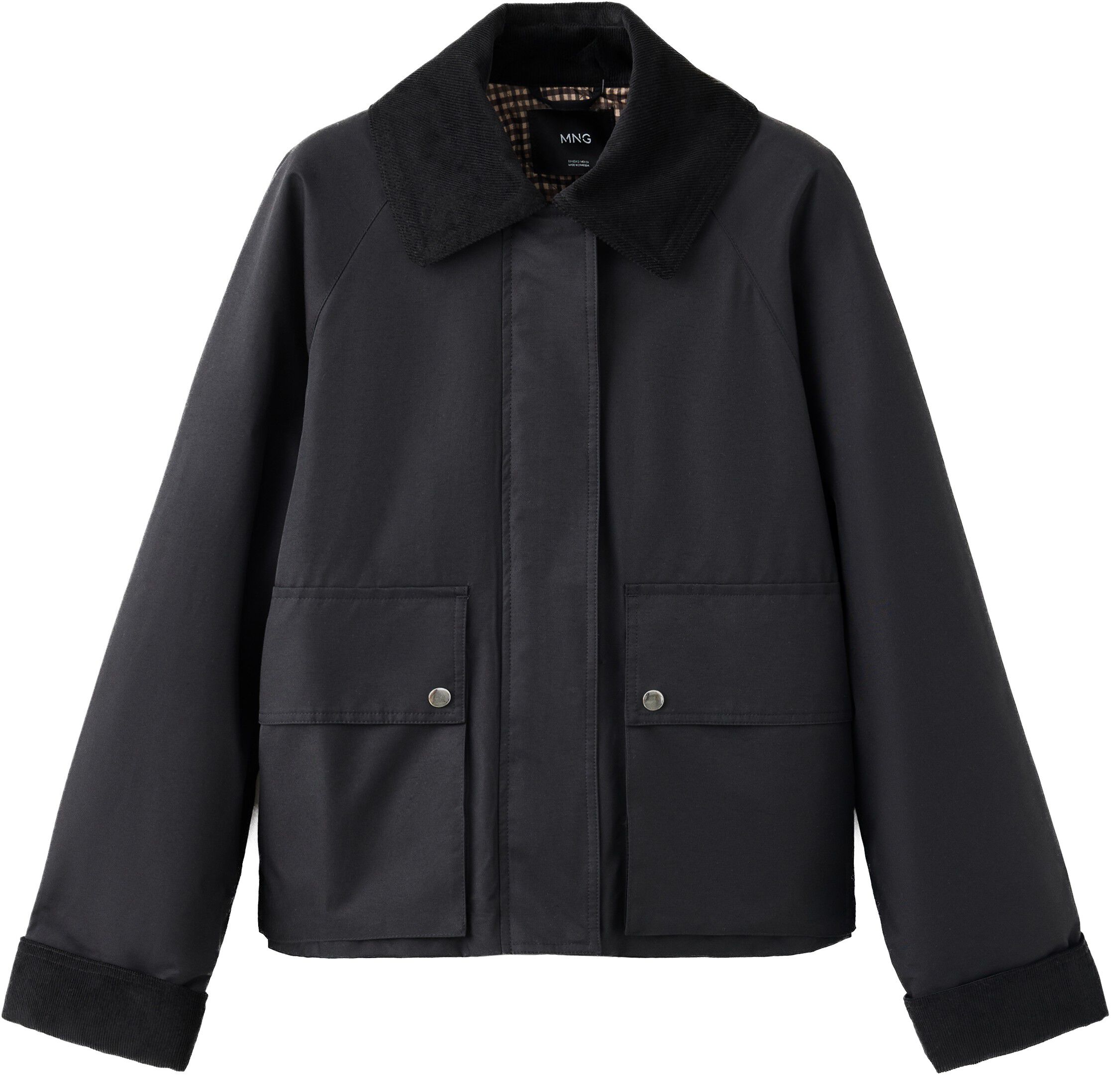 Cotton parka with corduroy collar