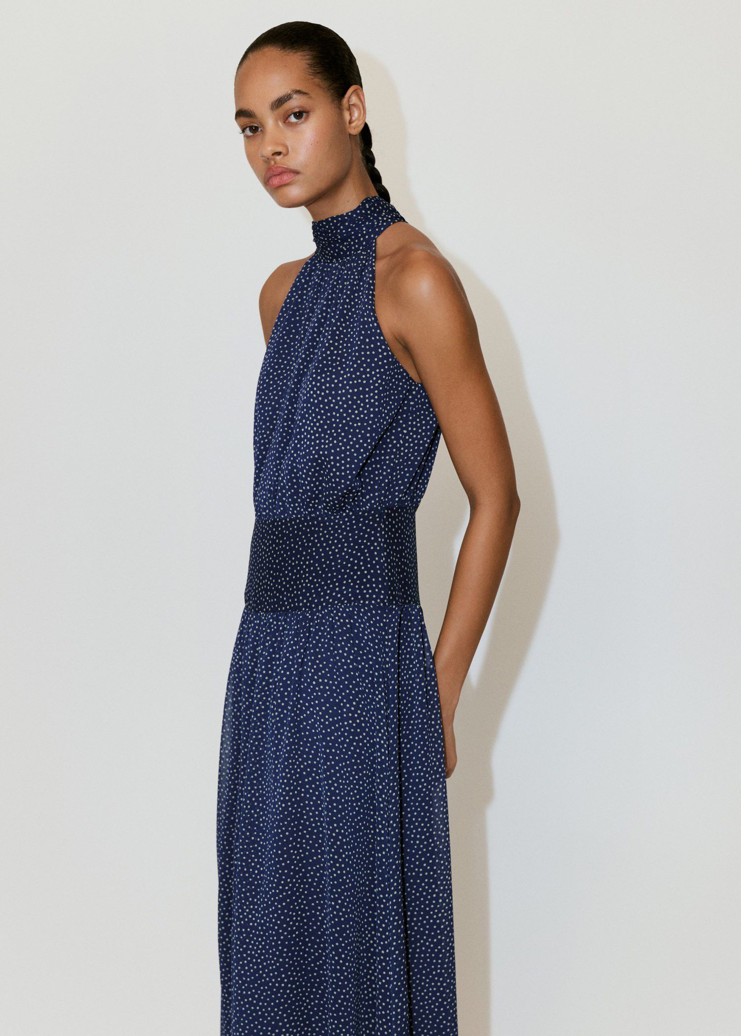 Printed halter-neck dress