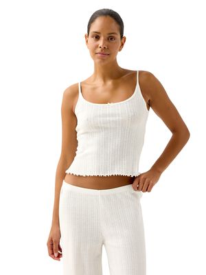 Pyjama top in soft cotton pointelle