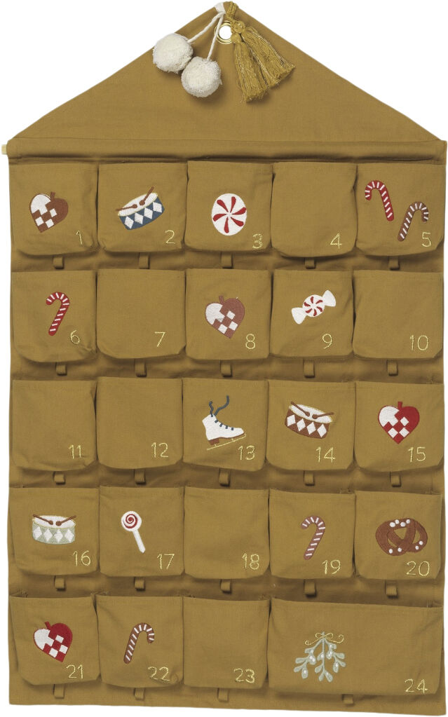 Wall Calendar - Nostalgia embroidery - Ochre