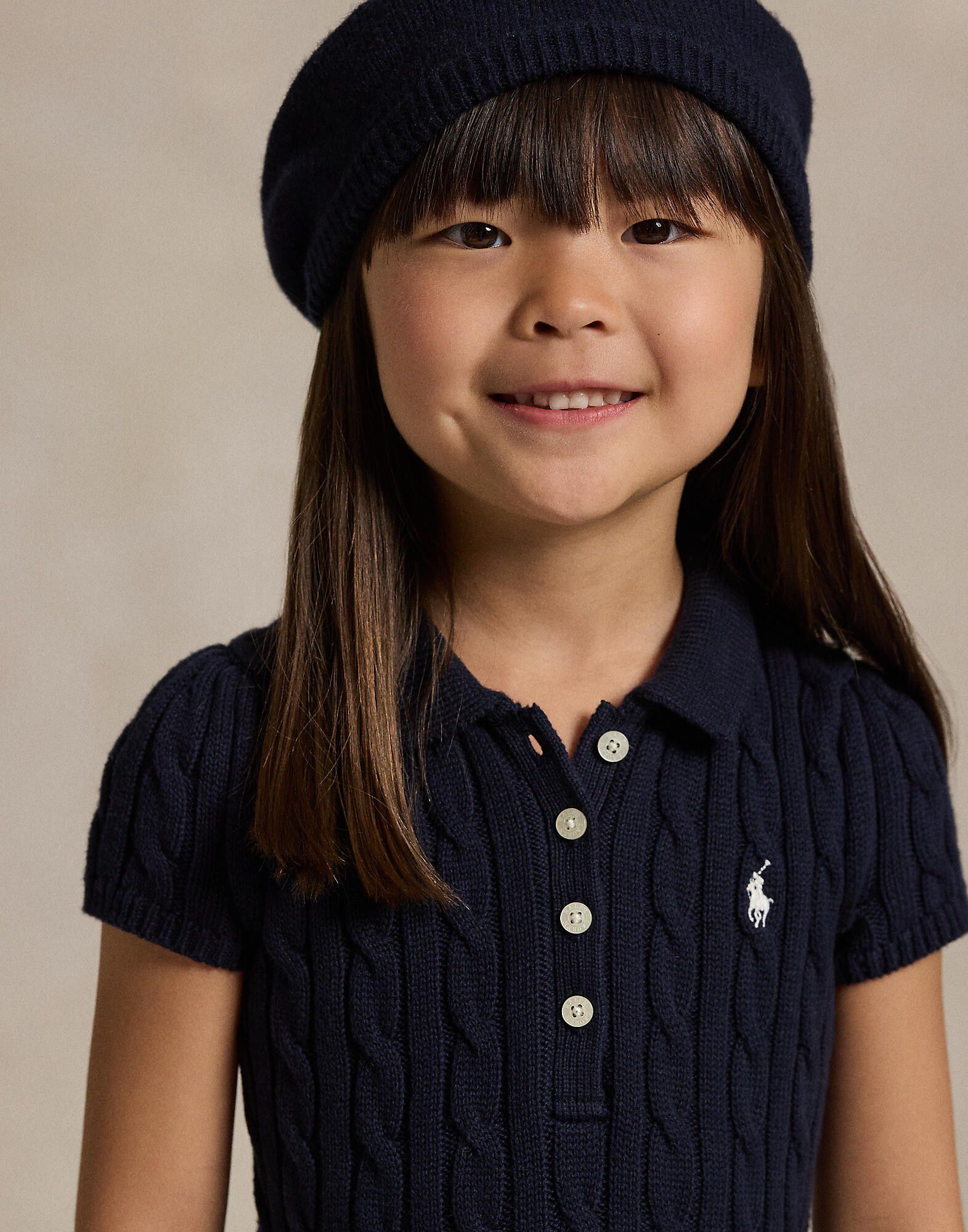 Cable-Knit Cotton Polo Sweater Dress