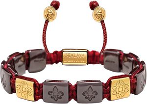 Ceramic Flatbead Bracelet in Dark Red and Gold