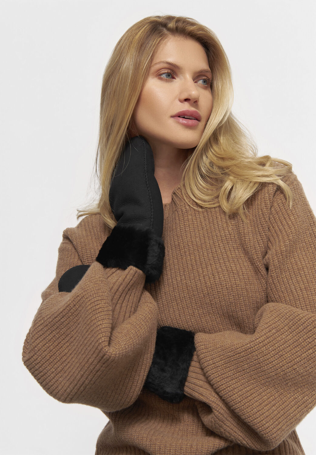 MJM Glove Mitten Arlene W Sheepskin Black