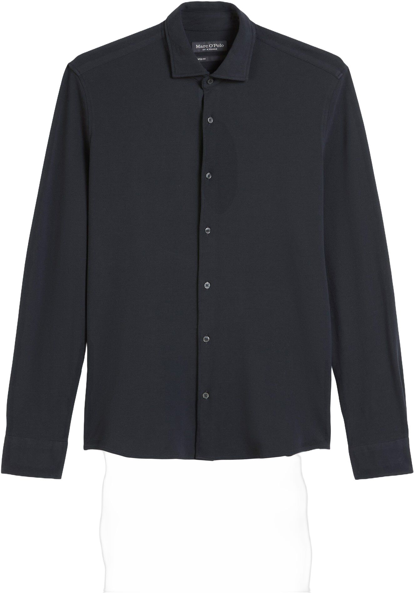 Spread collar, long sleeve, round h