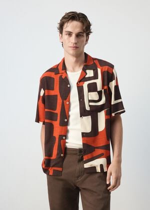 Printed bowling shirt
