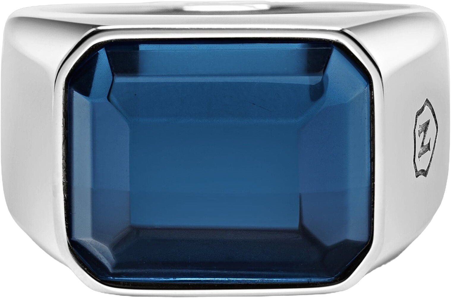 Blue Zircon Signet Ring in Silver