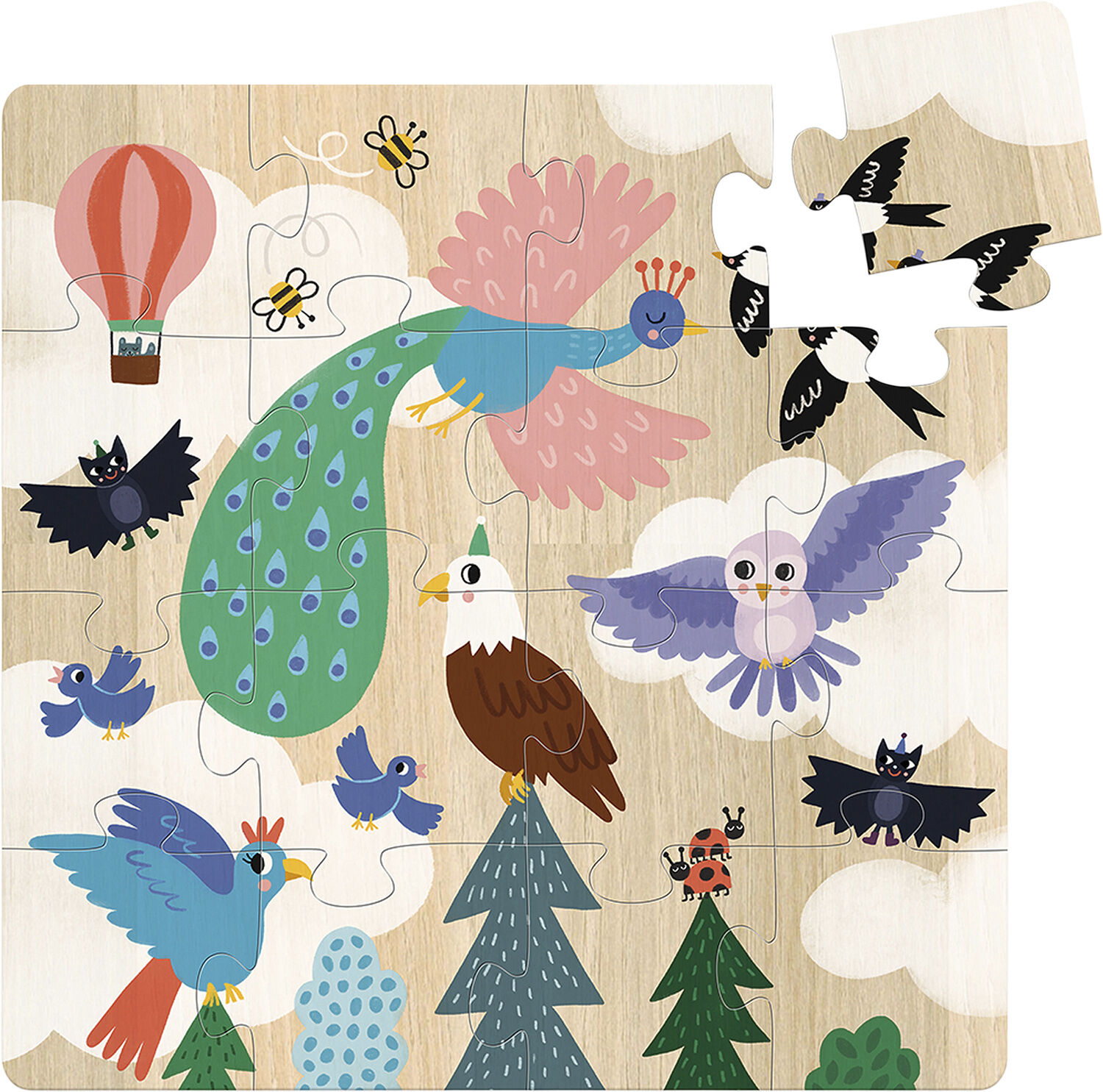 Vilac - Puslespil 3x16 brk - I luften i vandet og p&aring; jorden