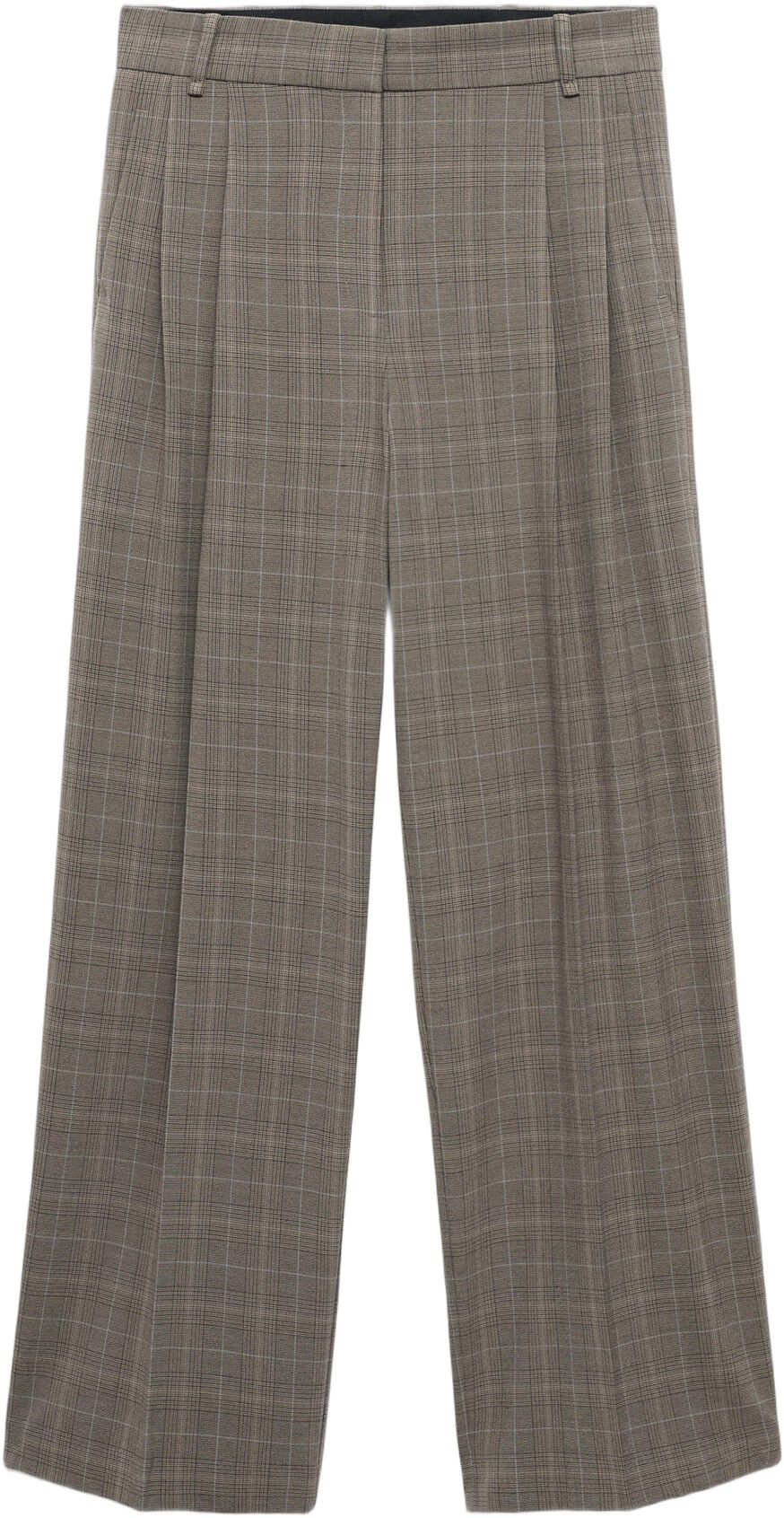 Wide leg check suit trousers