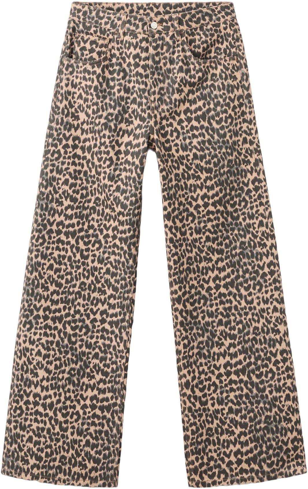 Leopard-print straight jeans