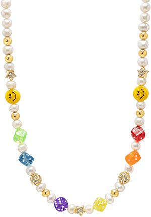 Men's Pair of Dice Pearl Necklace