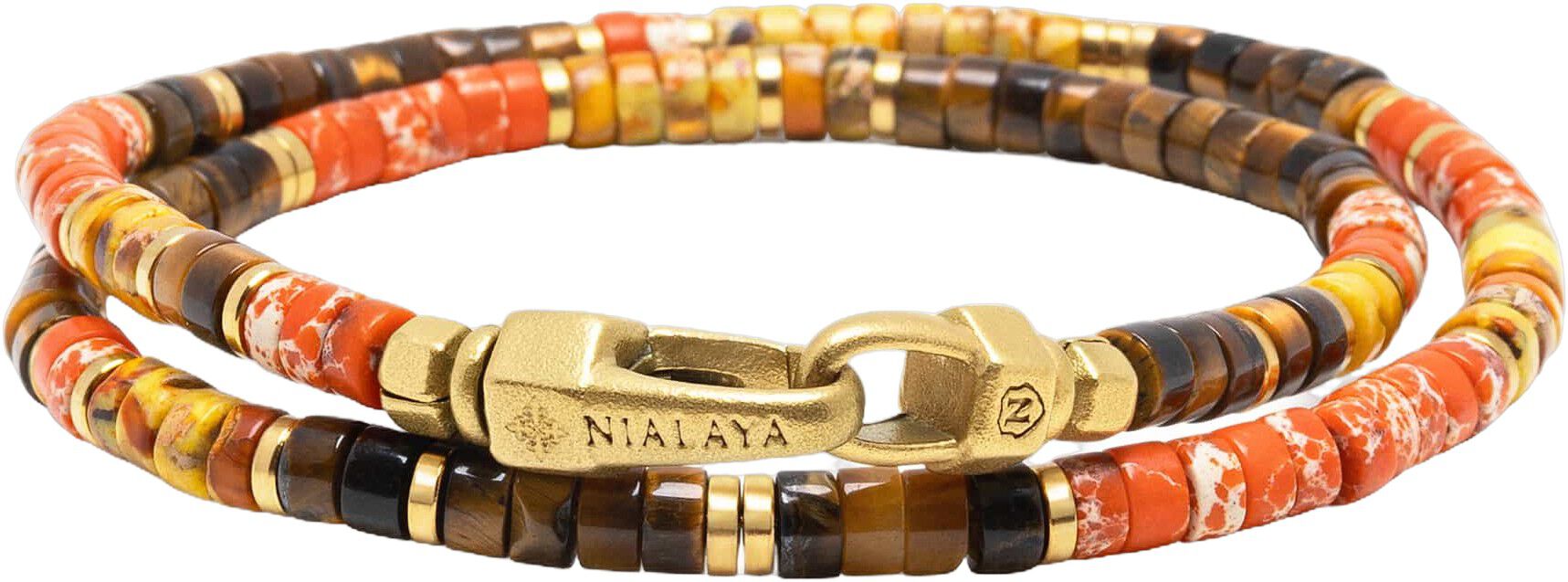 Orange Jasper & Tiger Eye Heishi Wrap Bracelet