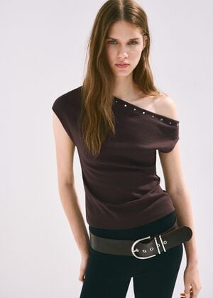 Asymmetric studded T-shirt