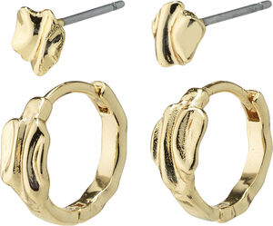 PEACE huggie hoops and earstuds 2-in1 set gold-plated