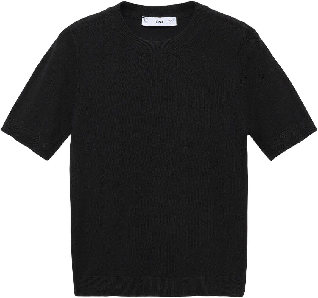 Short-sleeved fine-knit sweater