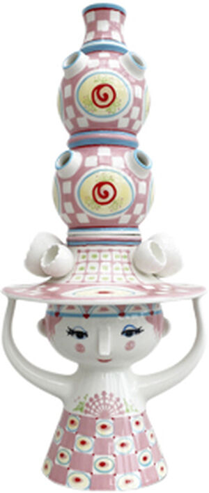 Lady with hat Vase H50 cm pink