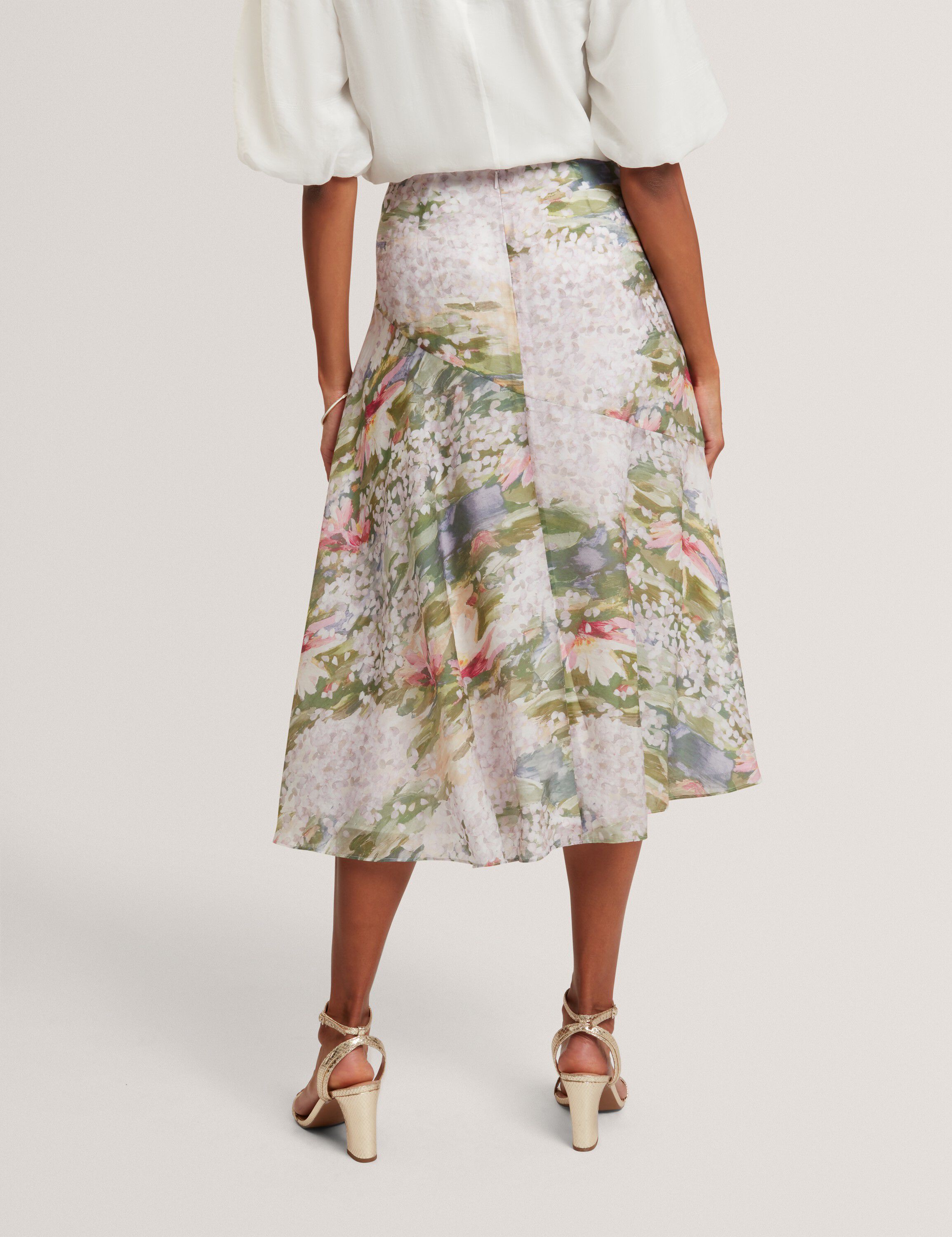 LAYDA Printed Midi Skirt With Diago