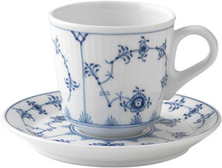 Blue Fluted Plain espressokopp med fat 9 cl