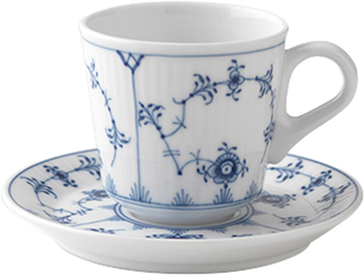 Blue Fluted Plain espressokopp med fat 9 cl