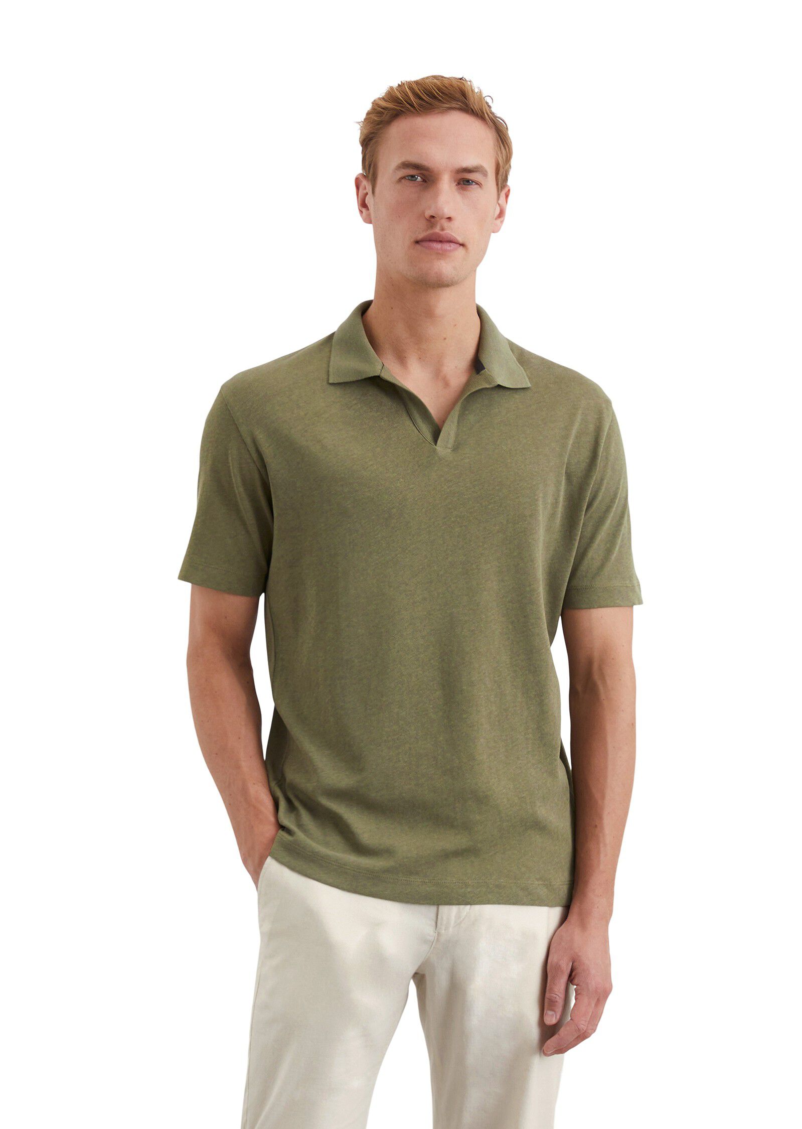 Polo, short sleeve, cotton linen mi