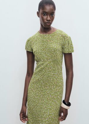 Printed dress with side opening