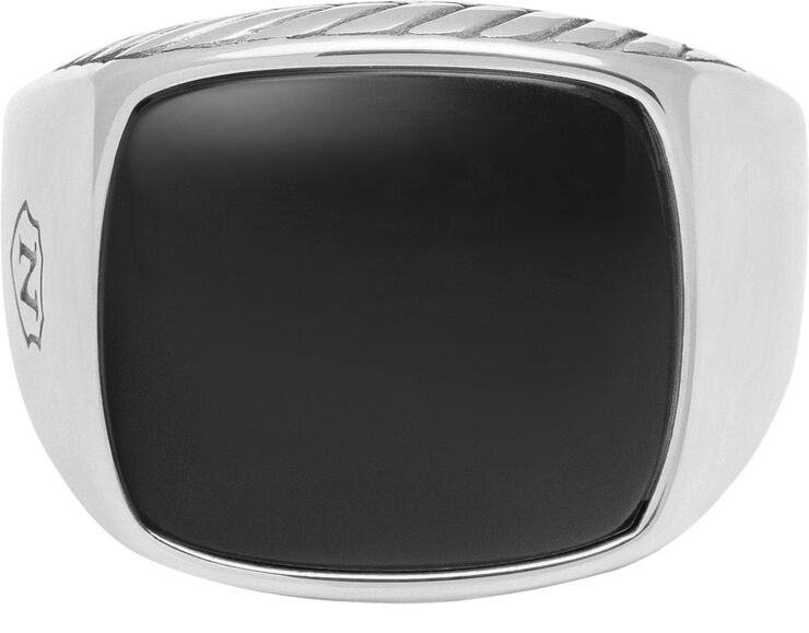 Gentlemen's Silver Signet Ring with Blue Dumortierite