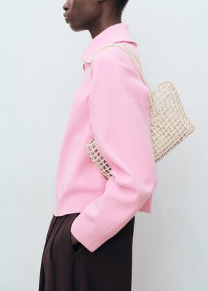 Knitted sweater with zip collar