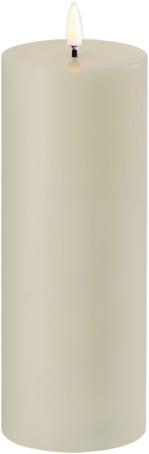 LED pillar candle, Oyster Grey, Smooth, 7,8x20 cm