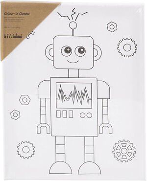 Malerlærred med print, Robot, str. 24x30 cm.