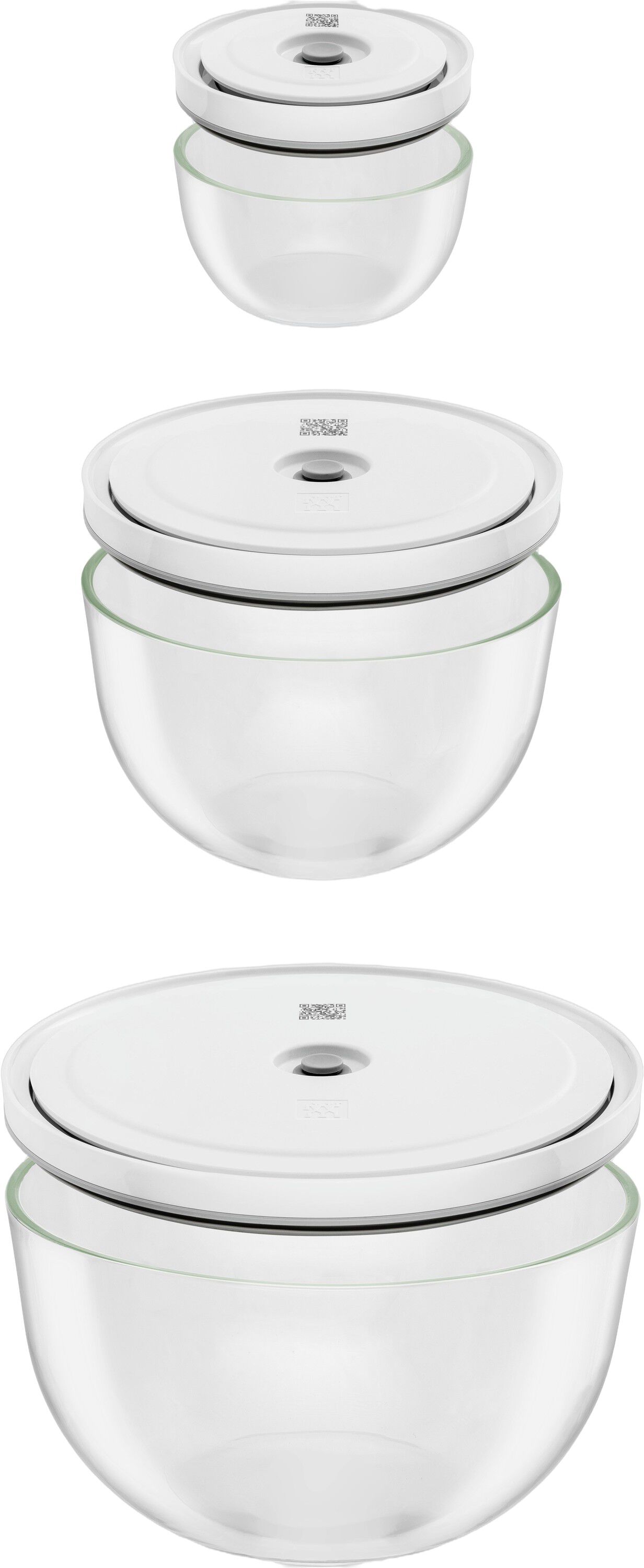 Fresh & Save BOWLS Vakuumsk&aring;lset S/M/L / 6-st, Glas, transparent-vit