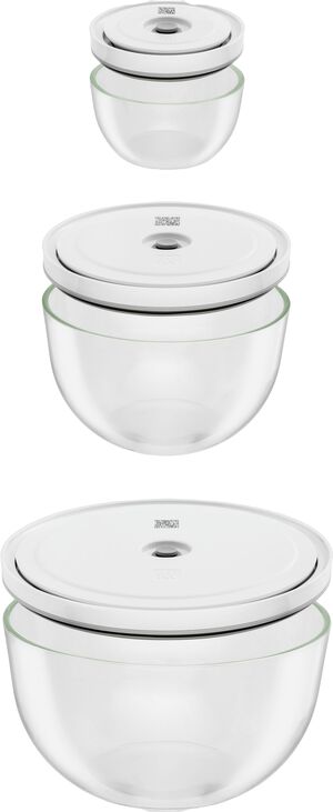 Fresh & Save BOWLS Vakuumsk&aring;lset S/M/L / 6-st, Glas, transparent-vit