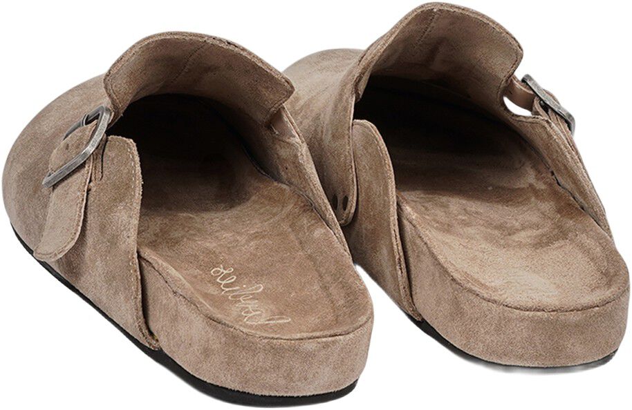 KAMAKURA - SILK COW SUEDE MULES WITH BUCKLE