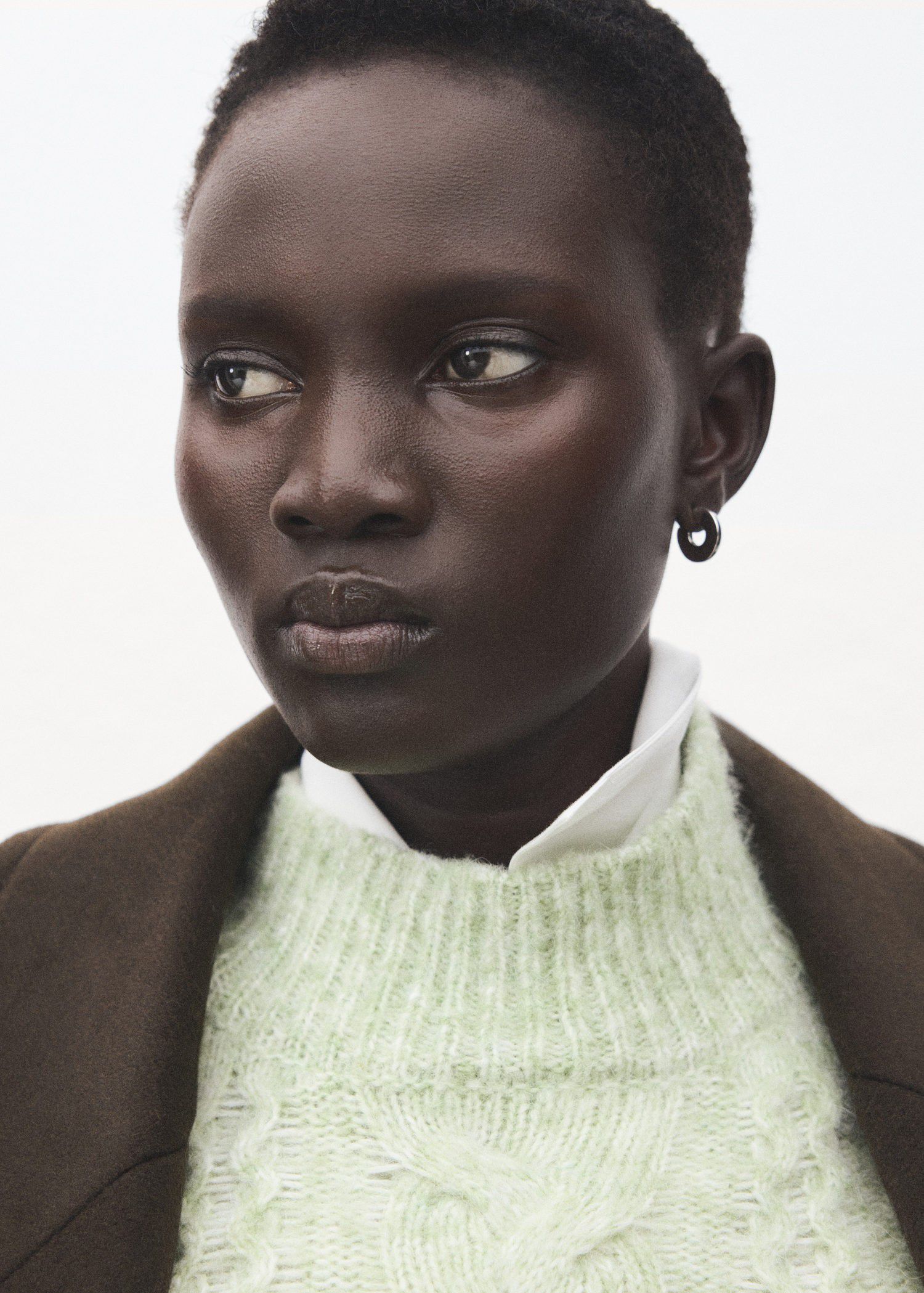 Braided sweater with perkins neck