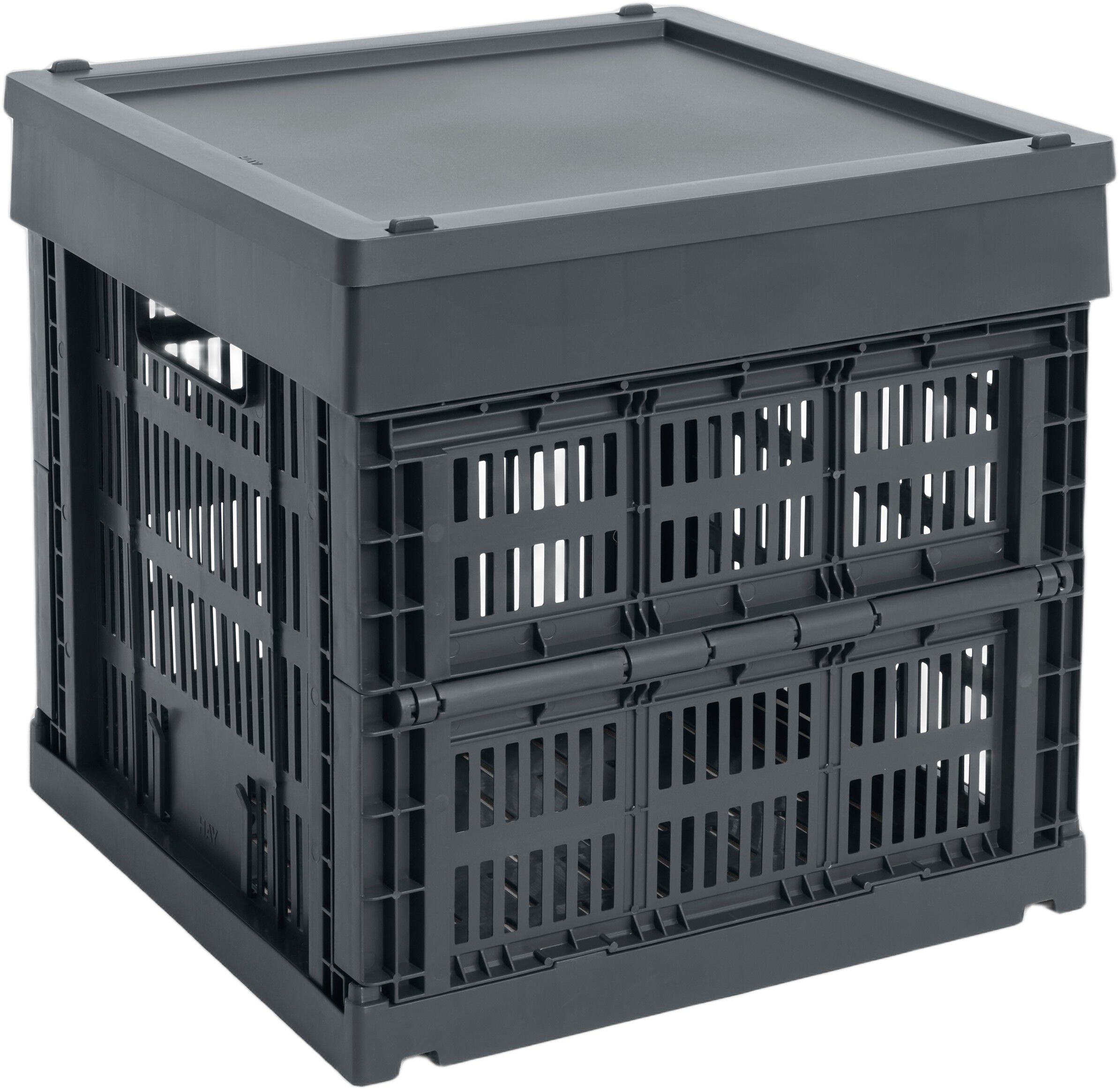HAY Colour Crate Lid Plastic-Medium Square / Cube-Charcoal