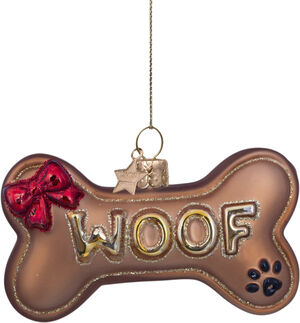 Ornament glass dog bone H6. 5cm