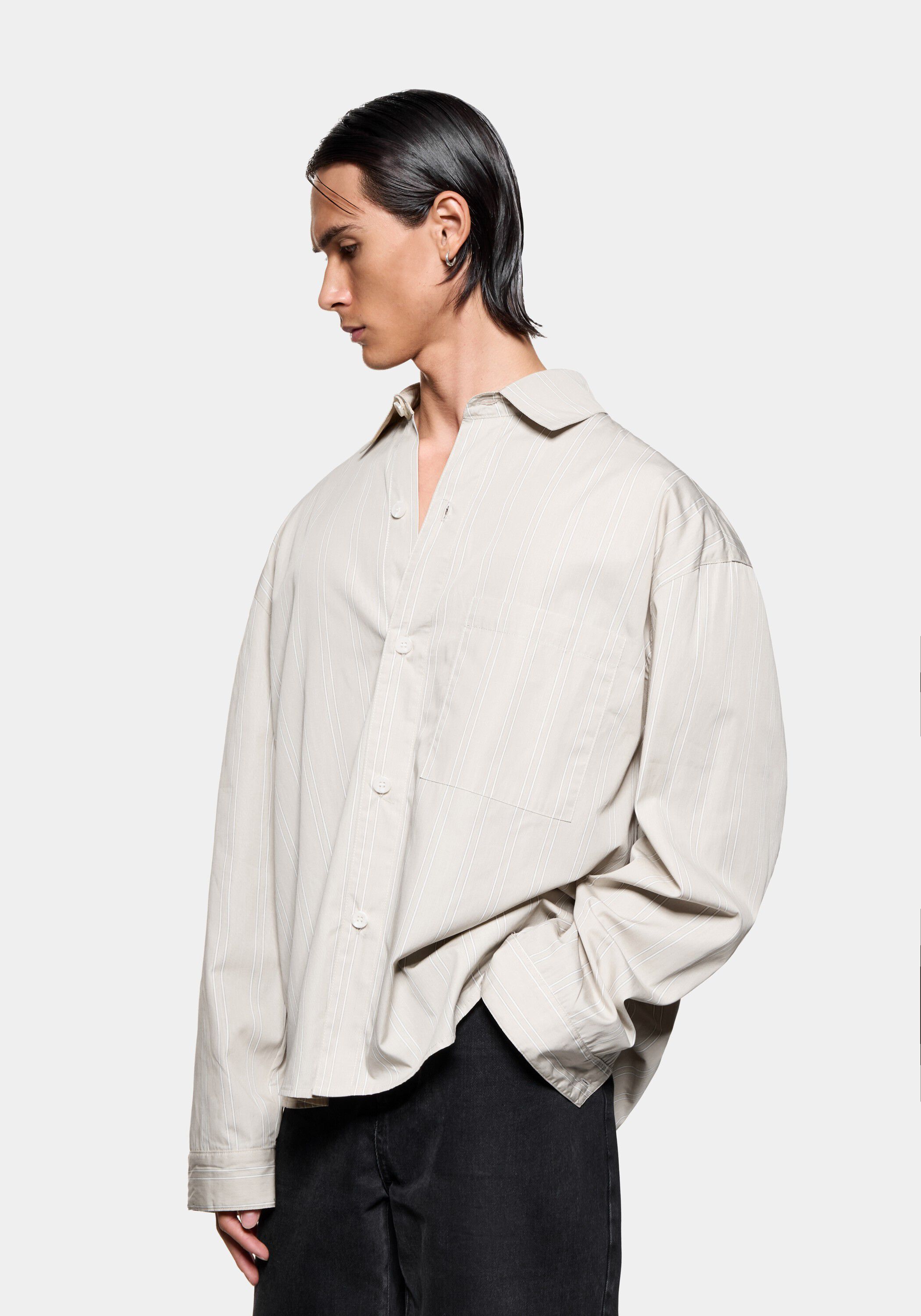 MKI POPLIN STRIPE BOX DRESS SHIRT