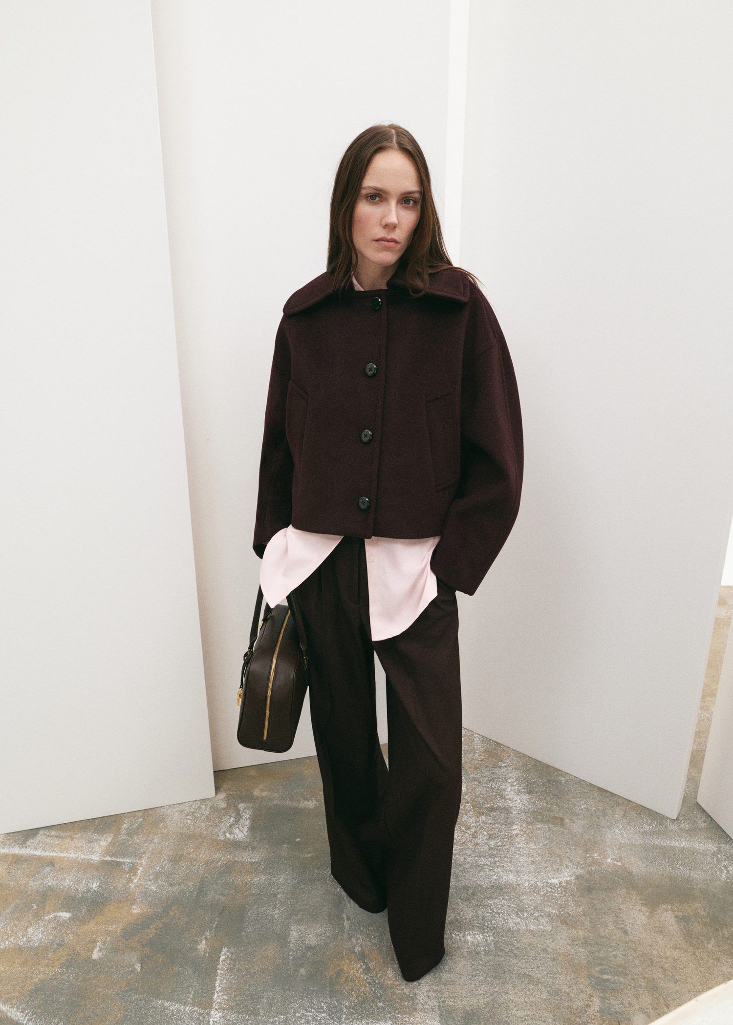 Wool jacket with shirt collar