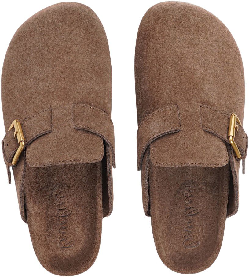 KAMAKURA - SILK COW SUEDE MULES WITH BUCKLE