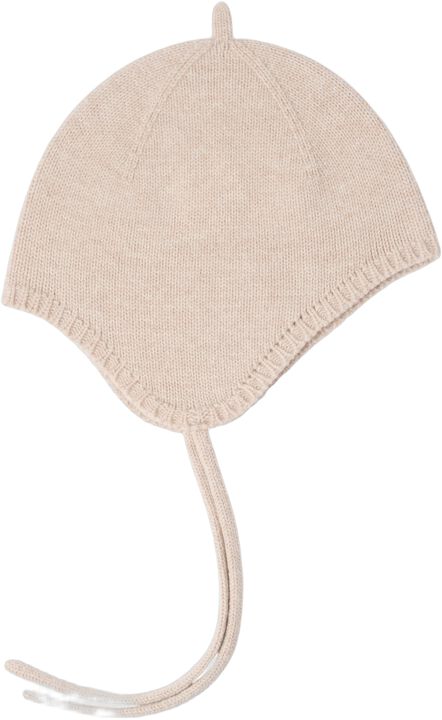 Stickad mössa i mjuk ull med knytb