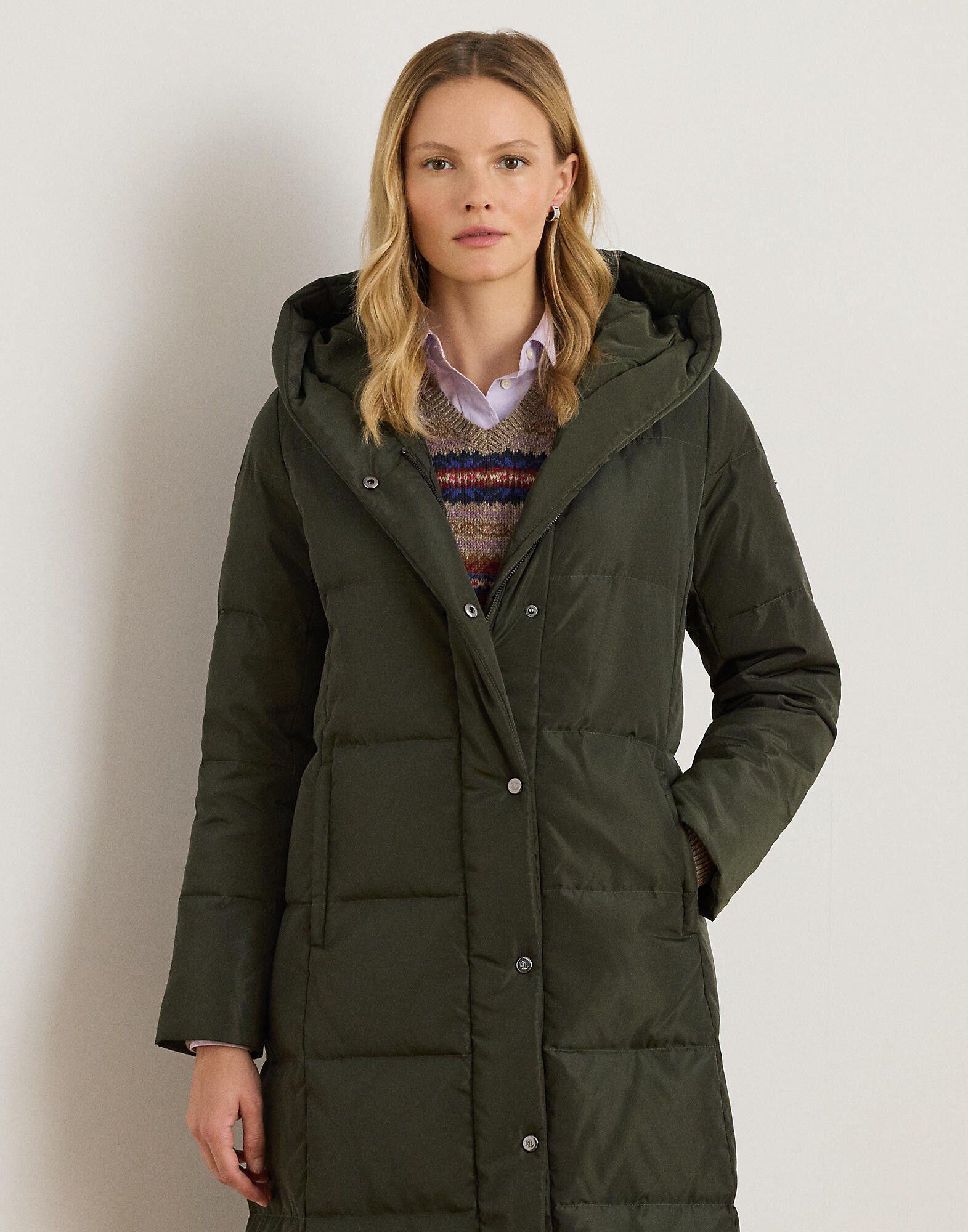 Hooded Channel-Quilted Down Puffer Coat