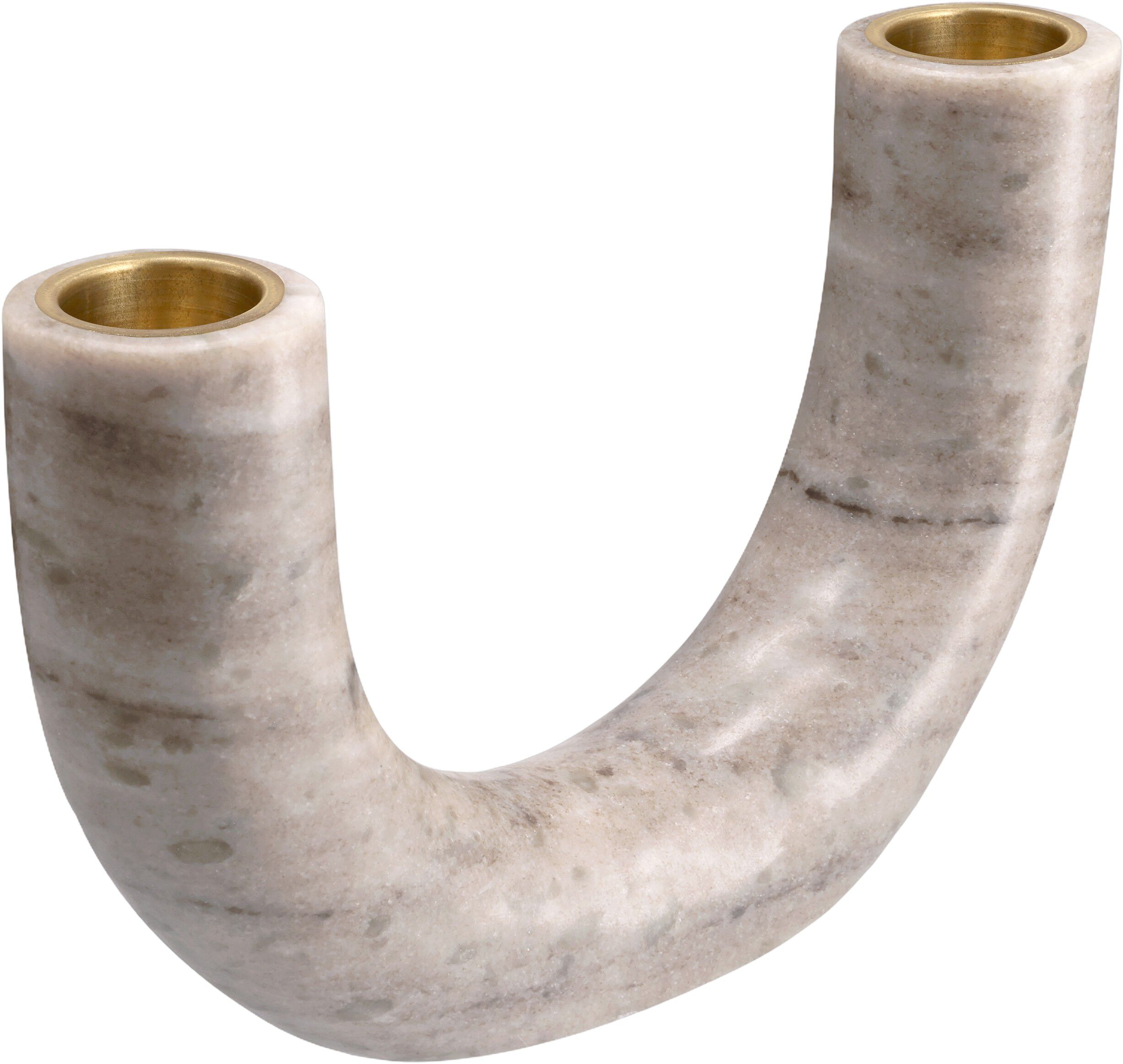 Marble double candleholder, taper, Desert beige, 17,5x10 cm