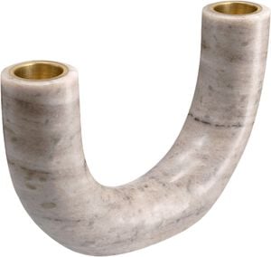 Marble double candleholder, taper, Desert beige, 17,5x10 cm