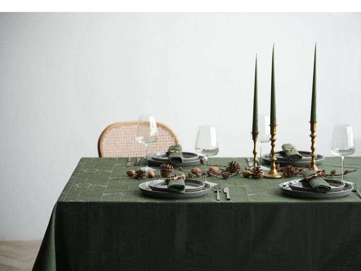 Duk 140x270 Star Damast Forest green