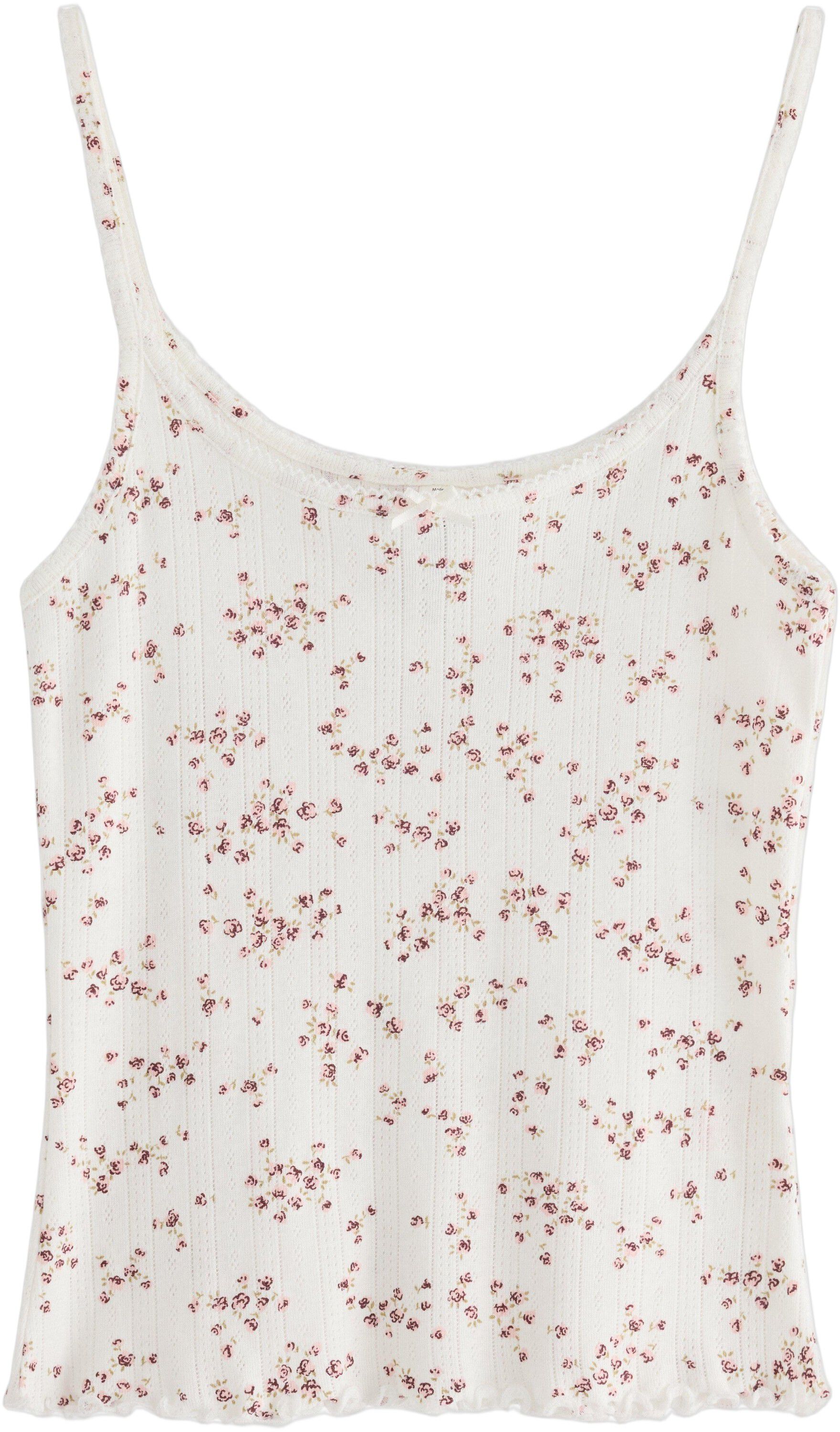 Pyjama top in soft cotton pointelle