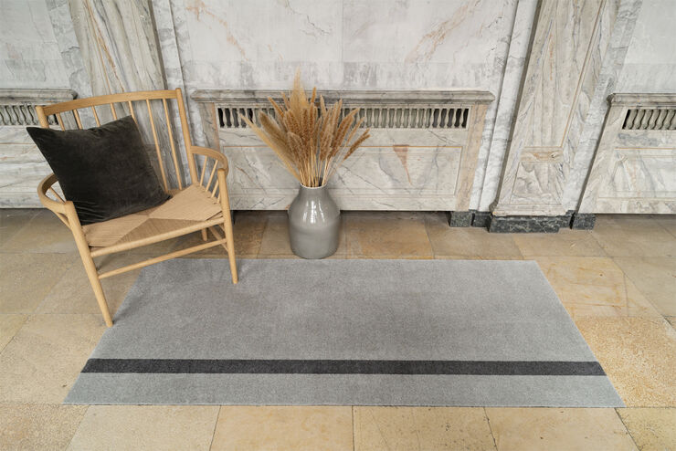 Løber, 90x200 cm, stripe vertical lysegrå/steelgrey