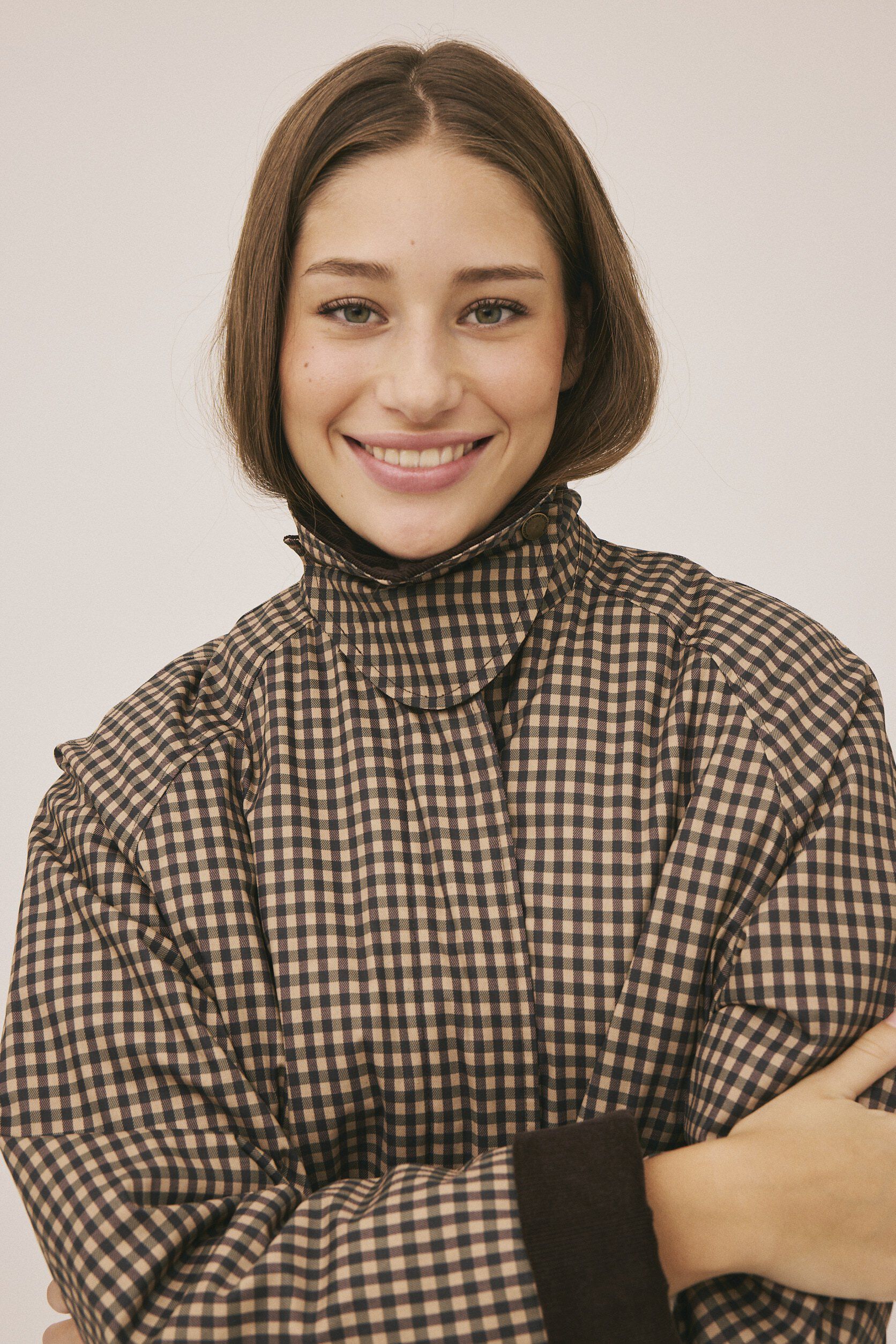 Emmy 4 Check kort jakke med fl&oslash;jl kanter - GRS