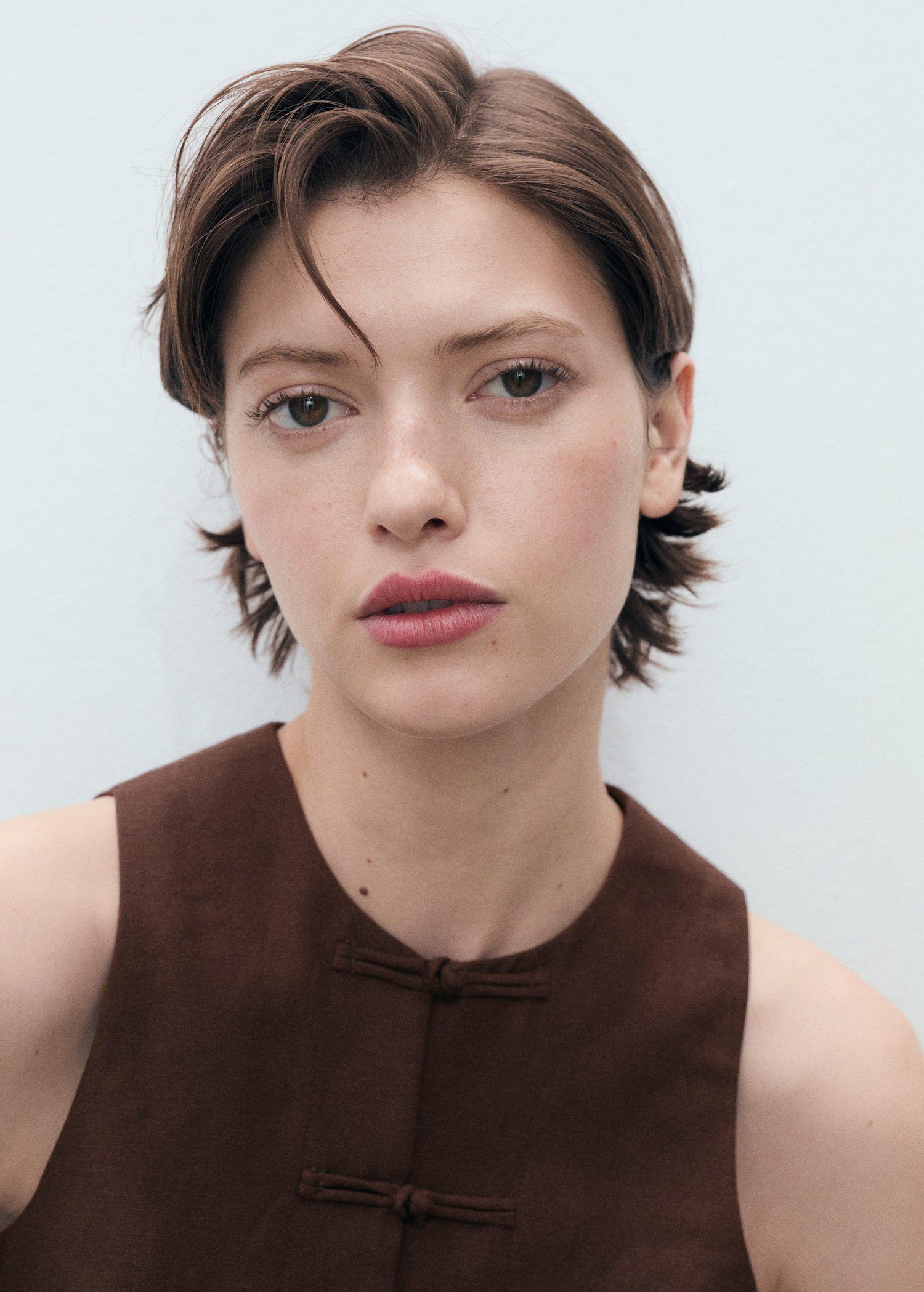 Linen blend suit vest