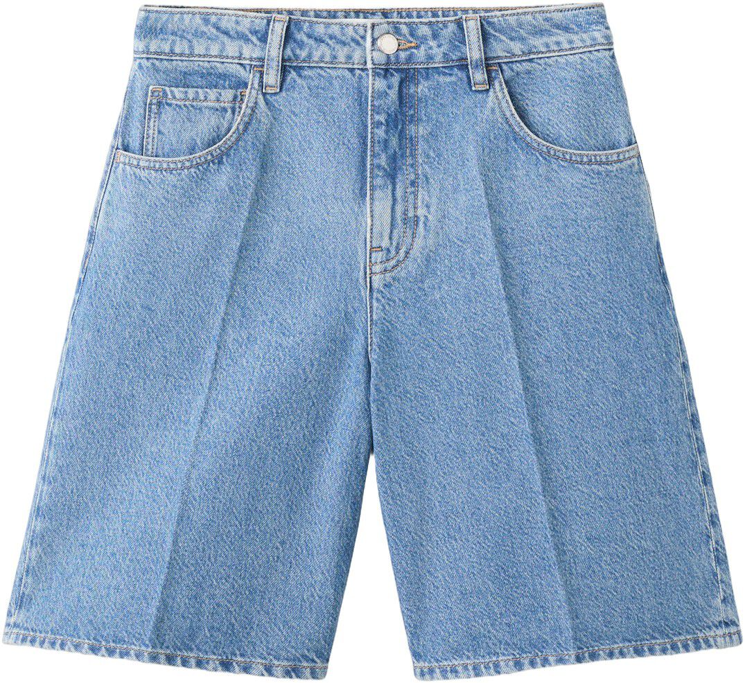 High-waist straight-fit denim short